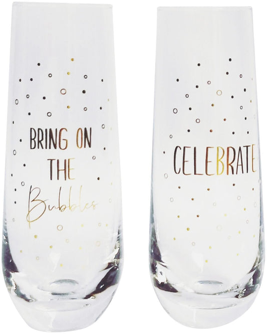 Celebrate Stemless Champagne Glasses - set of 2
